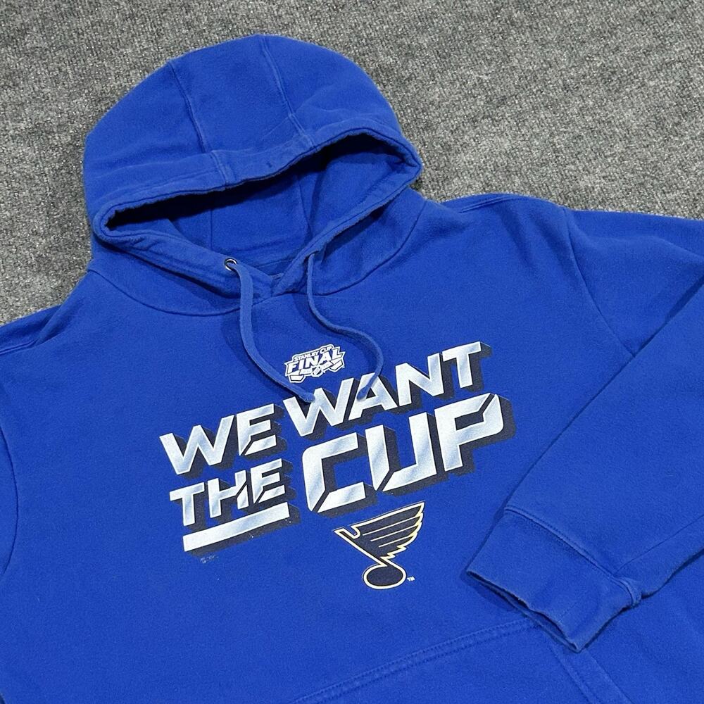St. Louis Blues Fanatics Stanley Cup Final Hoodie XL Blue “We Want The Cup”